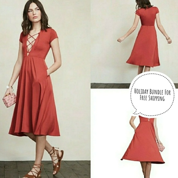 Reformation Dresses & Skirts - Reformation size Large Sandy Lace-Up Dress